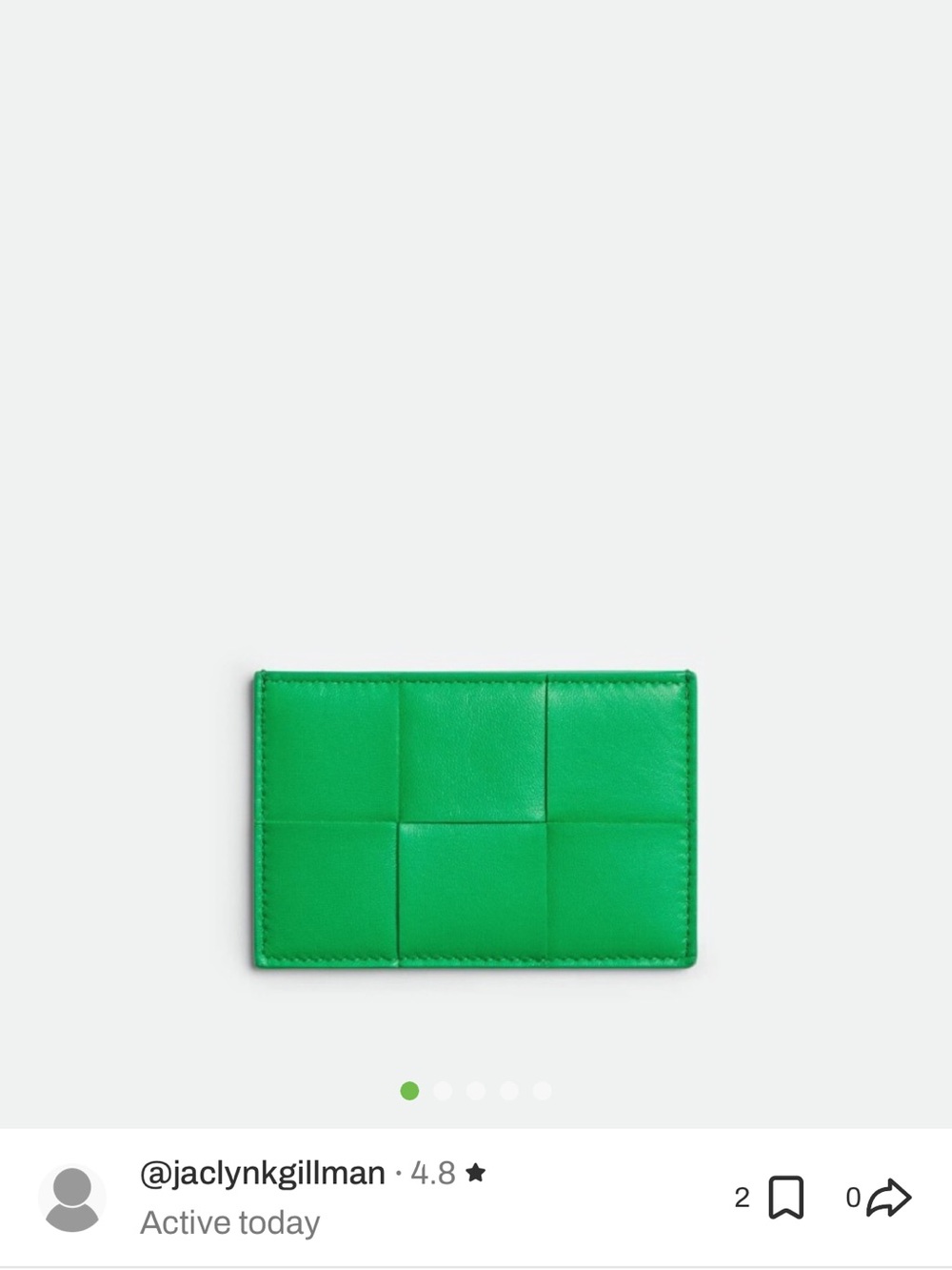 Bottega Veneta Green Intrecciato Card Holder Wallet - NWT